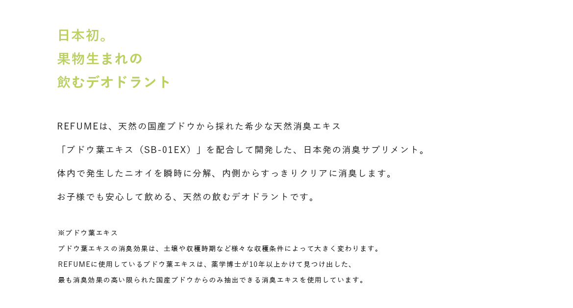 日本初。果物生まれの飲むデオドラント
